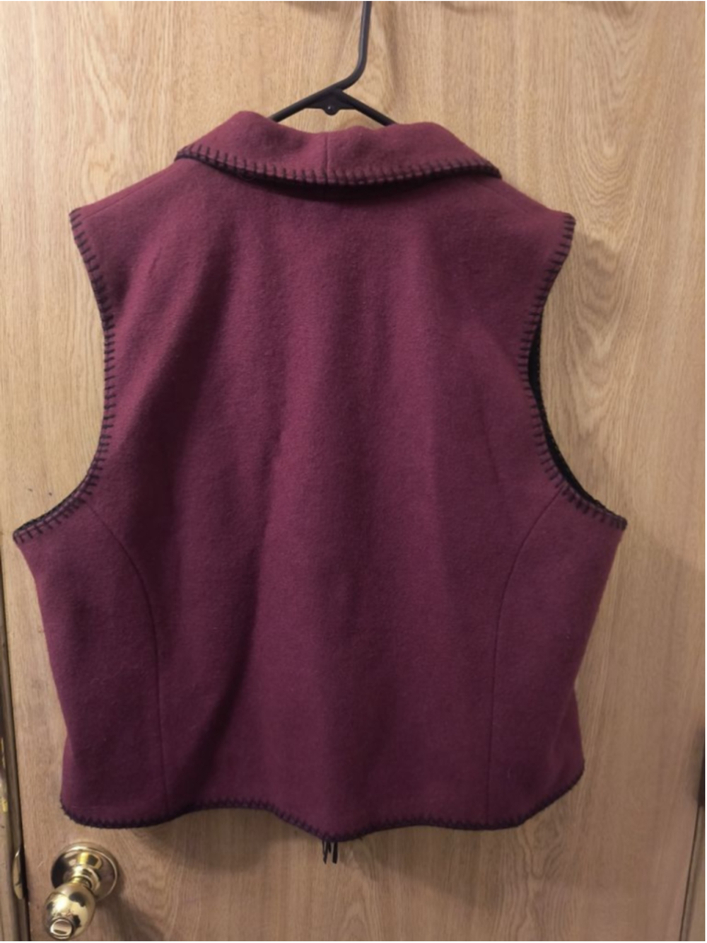 Vtg Mid-West Garment Co Wool Vest XL Burgundy Blanket Stitch Made in Canada Boho - Picture 7 of 8